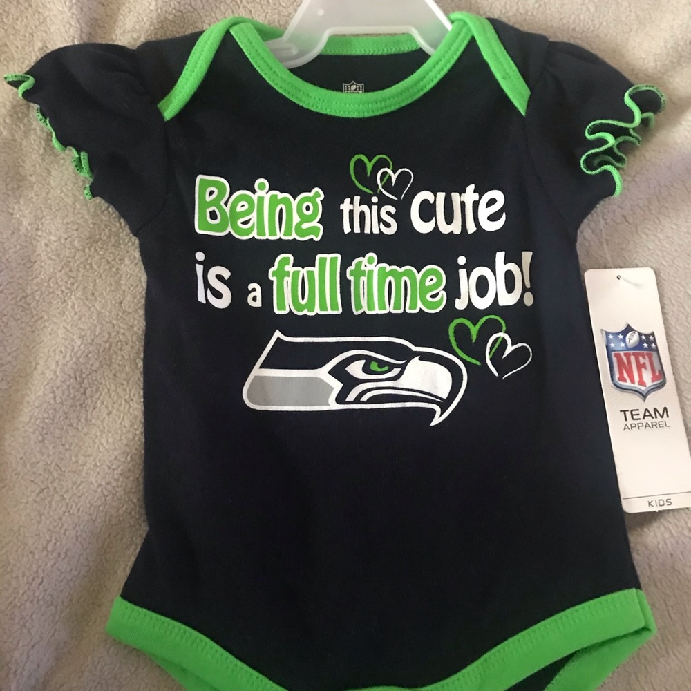2 baby girl Seahawks onesies